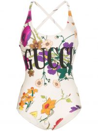 logo floral print swimsuit at Farfetch